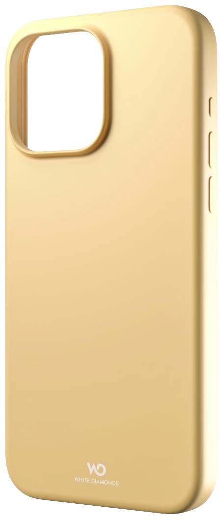 Orangefarbenes Handyhülle mit rechteckiger Kameraaussparung und seitlichen Tasten; Marke 'White Diamonds' unten aufgedruckt.