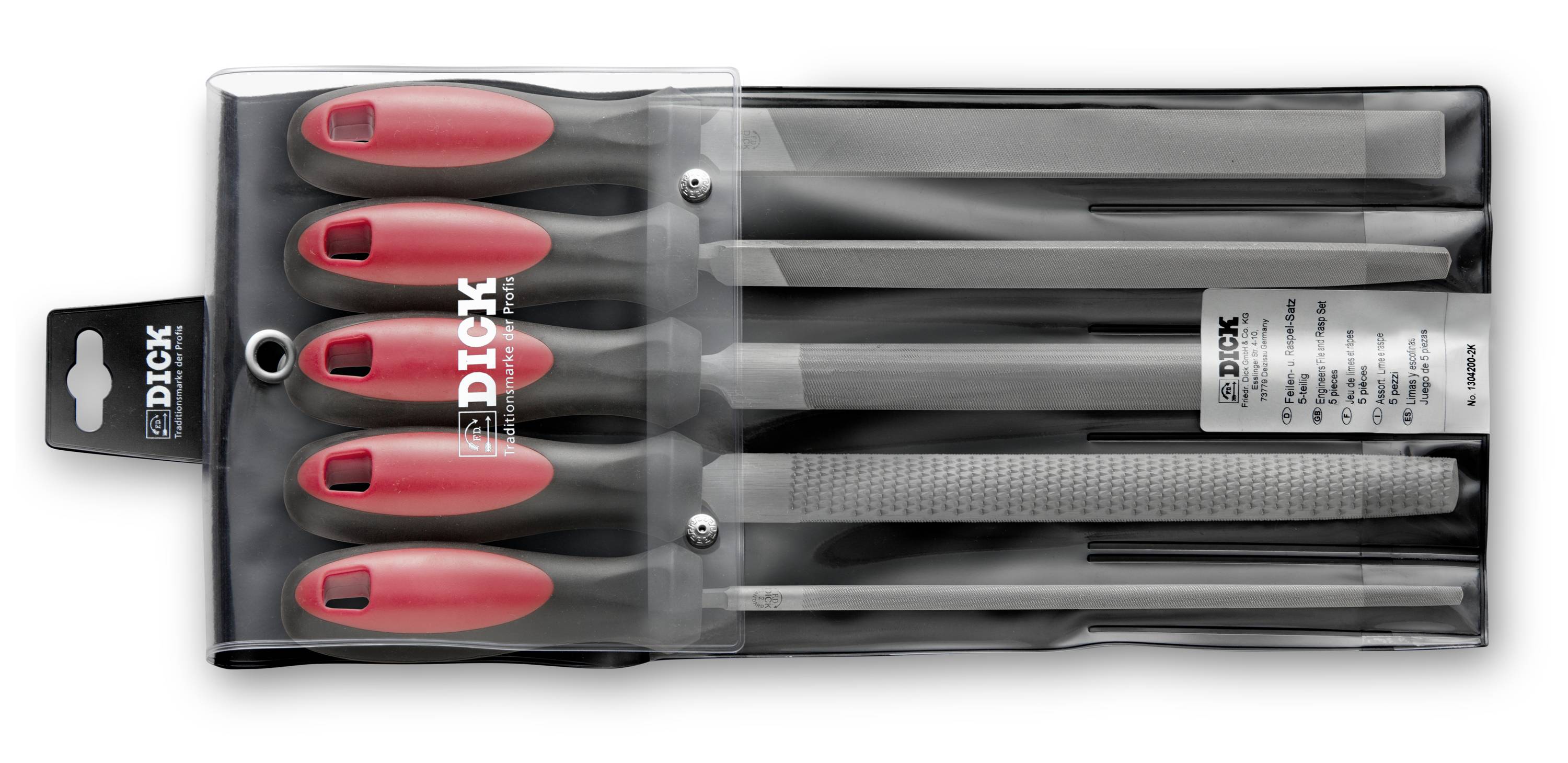 Dick 1304200-2K Feilen/Raspel-Satz, Hieb 2 mit 2K-Griff, 5-teilig Länge 200 mm 1 Set