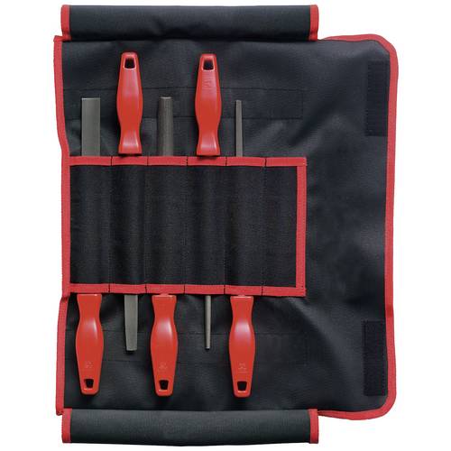 Dick 13081230 Werkstattfeilen Sortiment flach in 200 und 300 mm, Hieb 1-2-3 mit 2K Griff in Rolltasche 1 Set