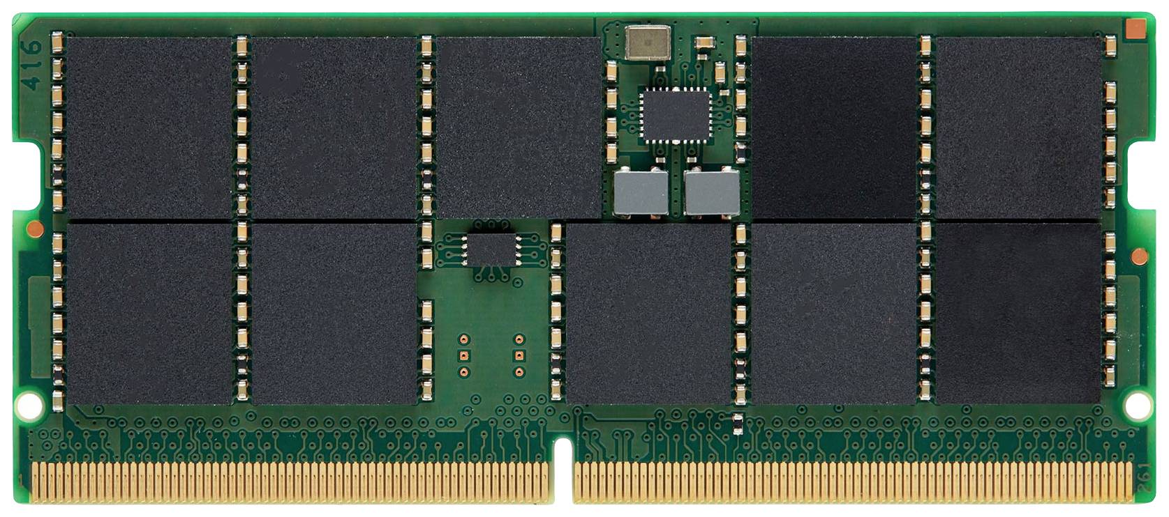 Ein RAM-Modul mit grüner Leiterplatte und schwarzen Chips ist abgebildet. Es zeigt die typischen Kontakte und Struktur eines Arbeitsspeichers.
