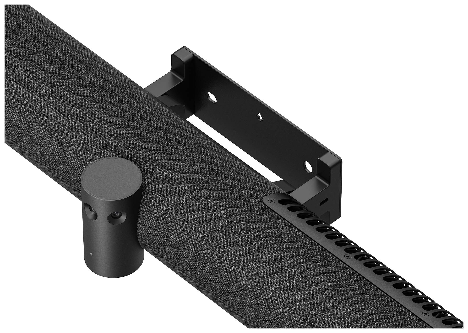 Eine schwenkbare Wandhalterung mit schwarzer runder Halterung, geeignet zur Befestigung horizontaler Gegenstände an der Wand.