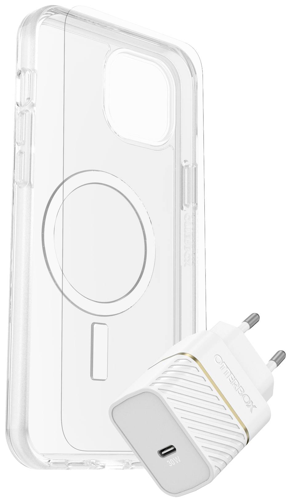 OTTER PRODUCTS OtterBox KIT für iPhone 15 Plus  (Symmetry MagSafe Hülle + Premium Glass AM + EU USB-