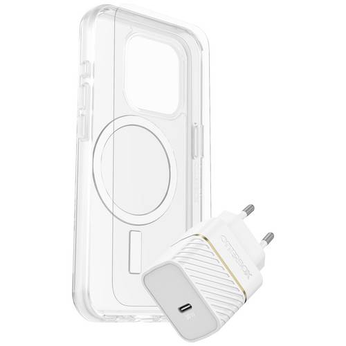 Otterbox KIT EU Hülle + Schutzglas + Ladegerät Set Apple iPhone 15 Pro Transparent, Weiß MagSafe kompatibel 78-81240