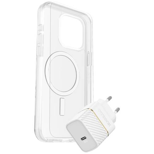 Otterbox KIT EU Hülle + Schutzglas + Ladegerät Set Apple iPhone 15 Pro Max Transparent, Weiß MagSafe kompatibel 78-81248