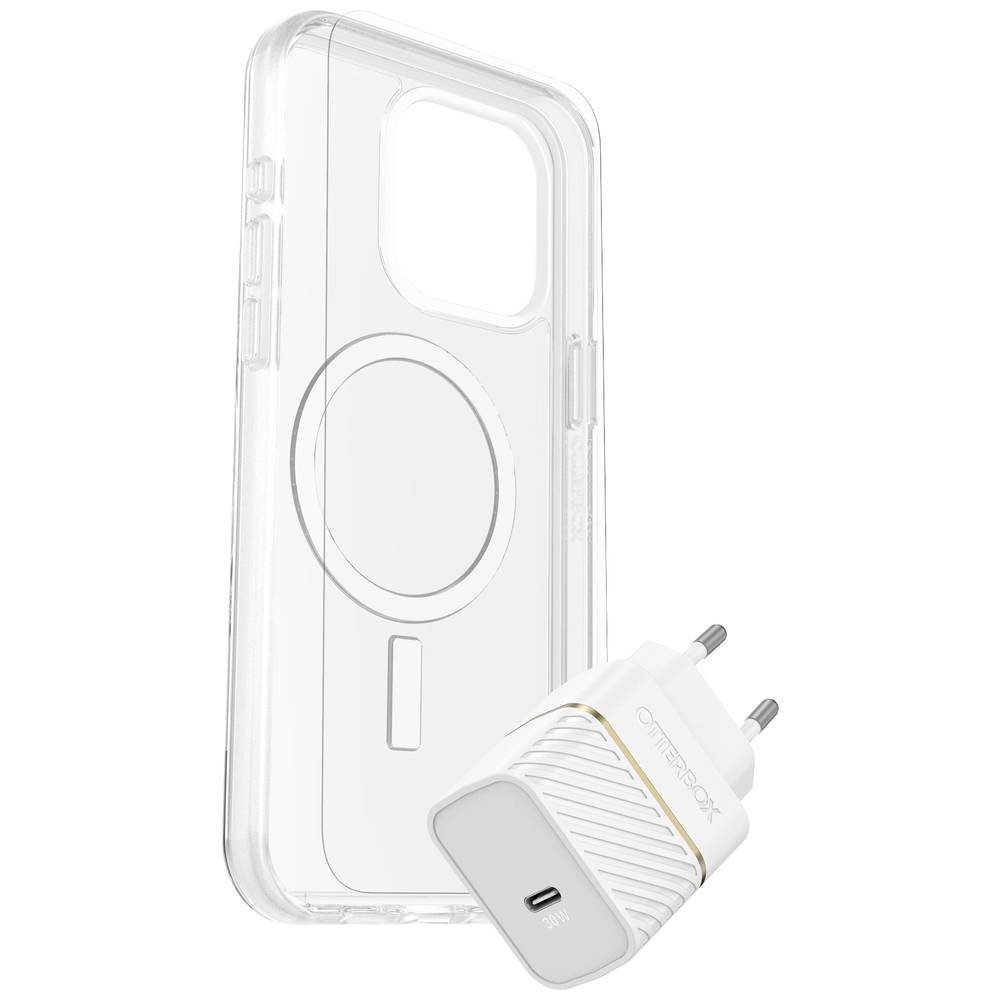 Otterbox KIT EU Set (hoesje + beschermglas + lader) Apple iPhone 15 Pro Max Transparant, Wit MagSafe