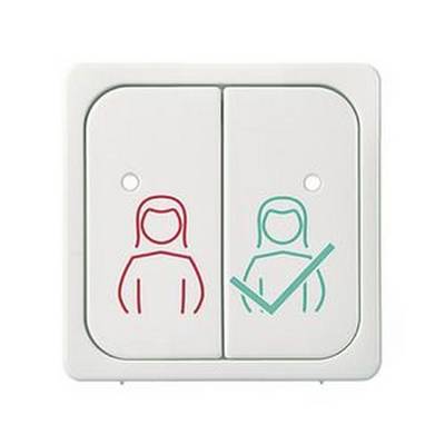 Zwei Lichtschalter: links rotes Symbol einer Person, rechts grünes Symbol einer Person mit Haken.