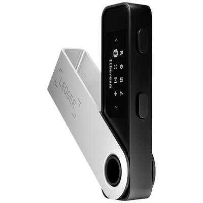 Ein Kryptowährungs-Hardware-Wallet mit Bildschirm zur Verwaltung von Ethereum-Transaktionen.