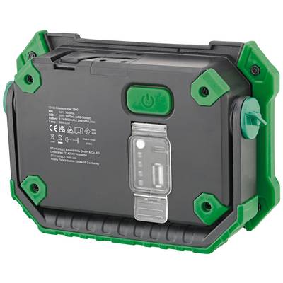 Tragbares, rechteckiges elektronisches Gerät mit grün-schwarzem Gehäuse und einem Ein-/Ausschalter oben.