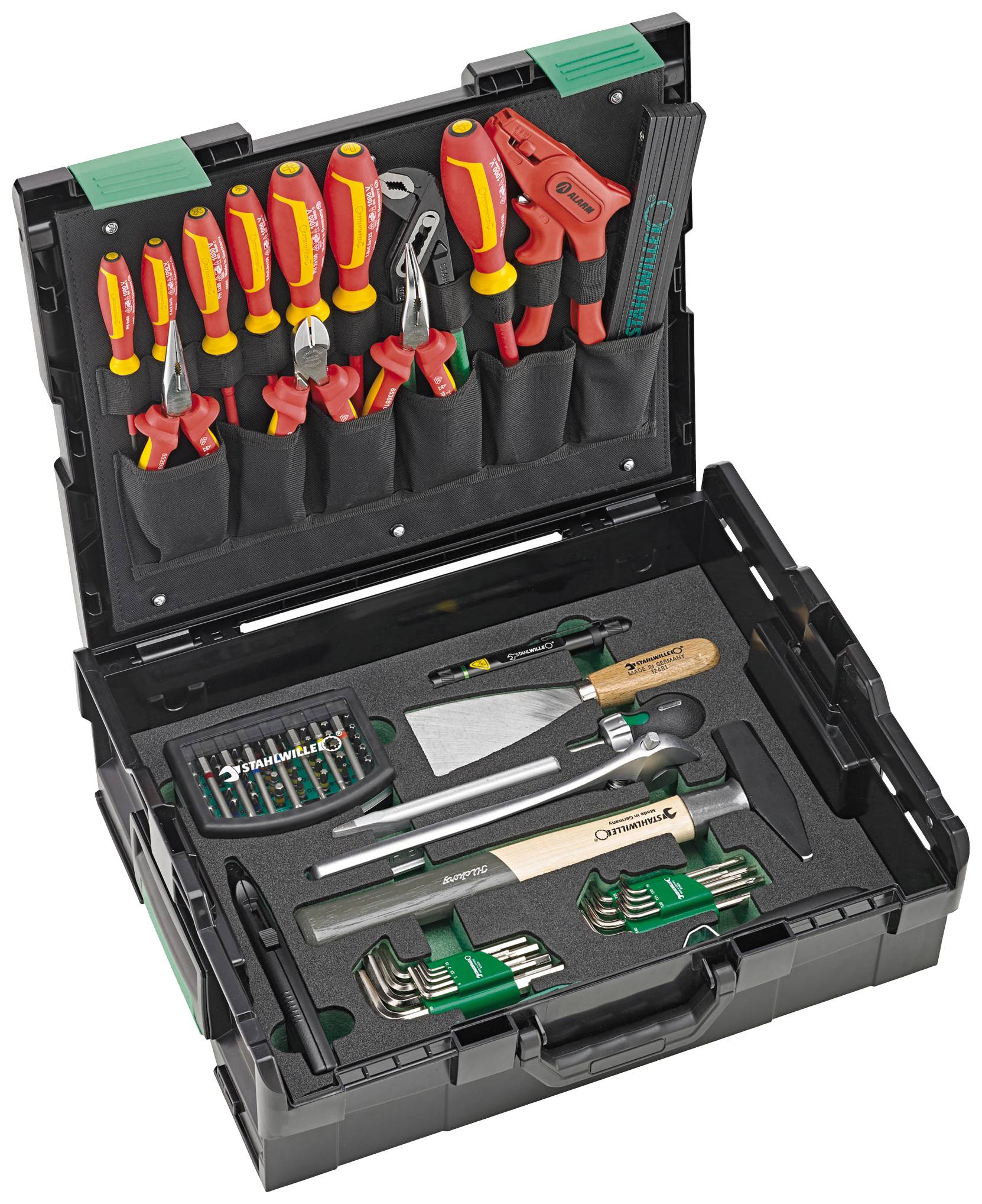 Stahlwille 97830702 STW L-BoXX Elektrikset Verktygslåda utrustad ABS plast Svart, Grön