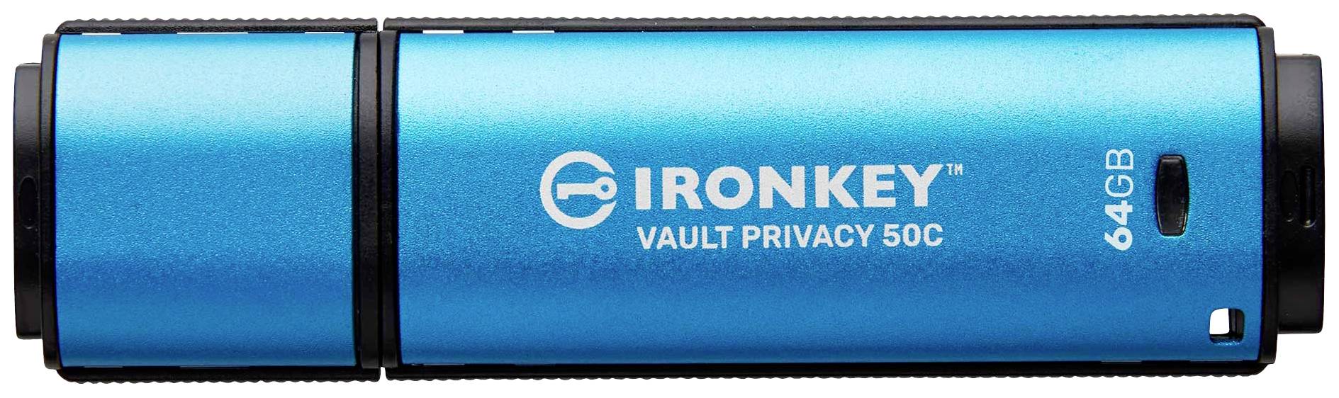 Kingston IronKey Vault Privacy 50 Series USB-Stick 64 GB Blau IKVP50C/64GB USB-C®
