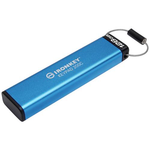 Kingston IronKey Keypad 200C USB-Stick 128 GB Blau IKKP200C/128GB USB-C®