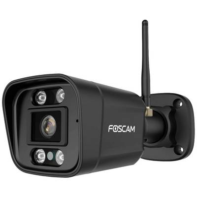 Schwarze Überwachungskamera von Foscam mit Antenne, geeignet für Sicherheitsüberwachung im Außenbereich.