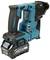 Akkubetriebenes 40V-Makita-Kombihammer-Werkzeug, blau-schwarz, mit ergonomischem Griff und abnehmbarem Akku, seitliche Ansicht.