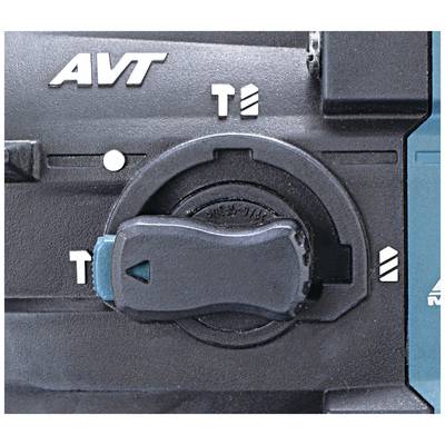 Einstellrad einer Maschine mit den Markierungen 'AVT', 'T' und einem Schwertsymbol. Wählt zwischen verschiedenen Modi.