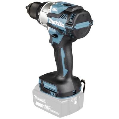 Ein blauer und schwarzer Akku-Bohrschrauber von Makita mit bürstenlosem Motor, geeignet für verschiedene Heimwerkerarbeiten.