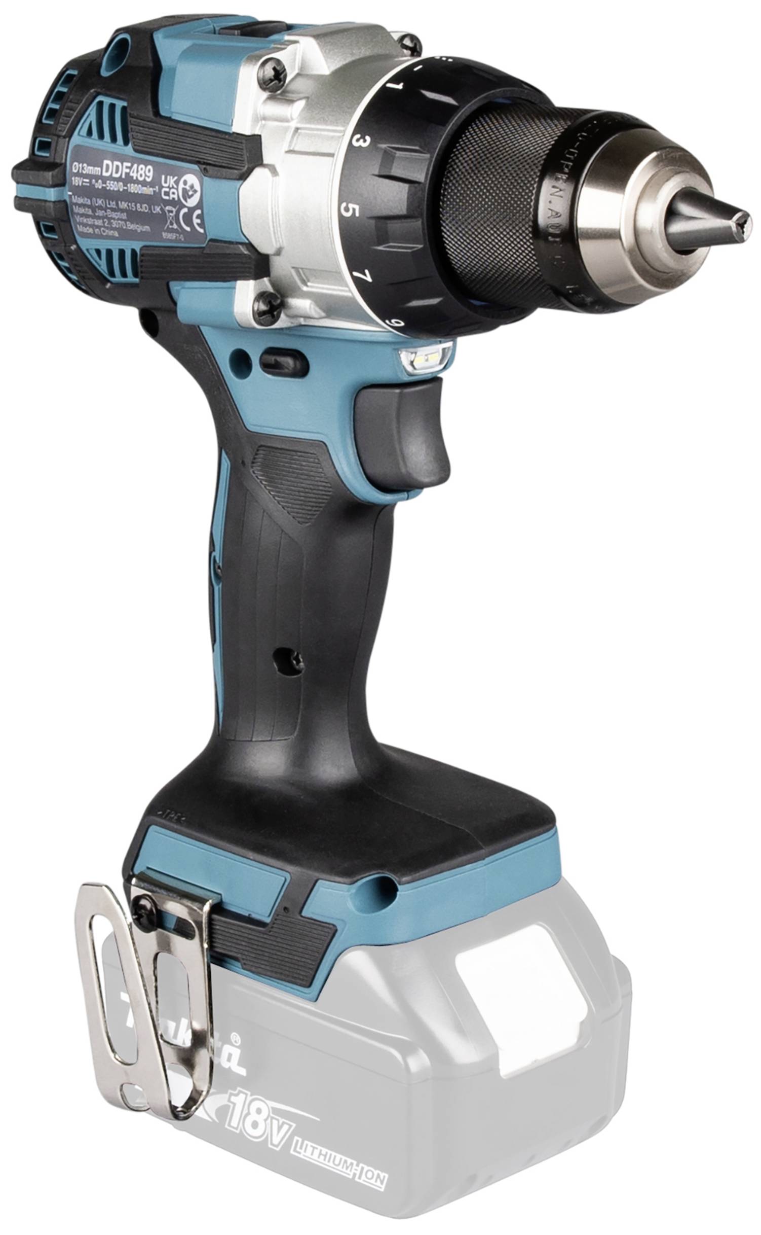 Ein kabelloser Akkuschrauber mit blau-schwarzem Gehäuse, silbernem Bohrfutter und Drehmomentanzeige. Perfekt für Heimwerkerarbeiten.