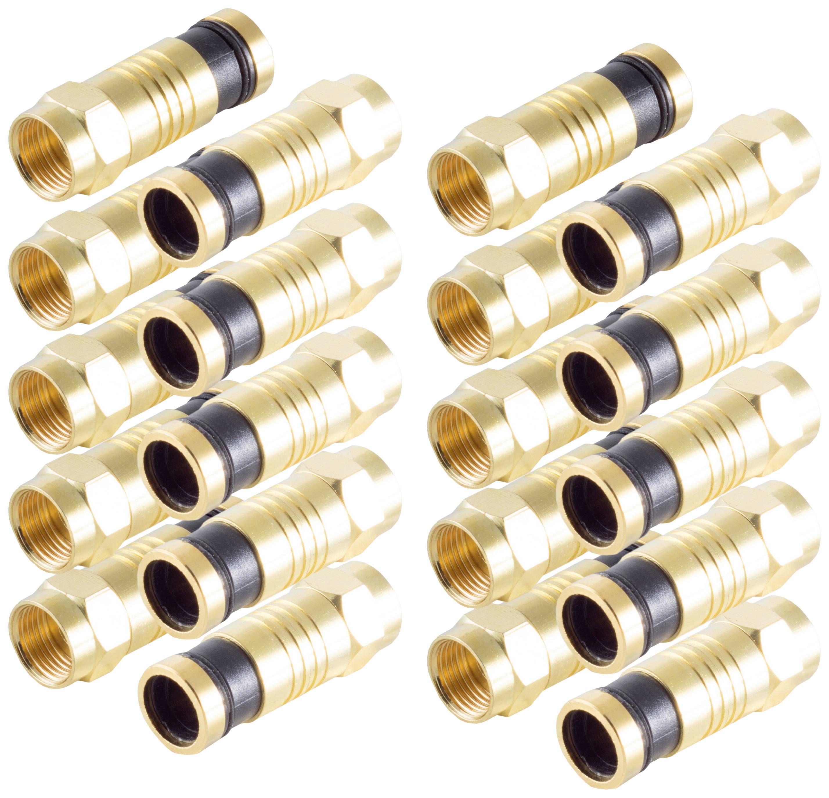 SHIVERPEAKS BASIC-S--Stecker-SET, 10x F-Kompressionsstecker vergoldet für Kabel 7,2mm (BS15