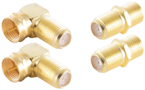 Shiverpeaks BS15-301014 F-Verbinder-Set vergoldet Anschlüsse: F-Stecker, F-Buchse, F-Stecker  1 Set
