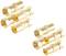 Sechs goldfarbene Koaxialstecker mit geriffelter Oberfläche. Sie sind symmetrisch angeordnet und für Kabelanschlüsse geeignet.
