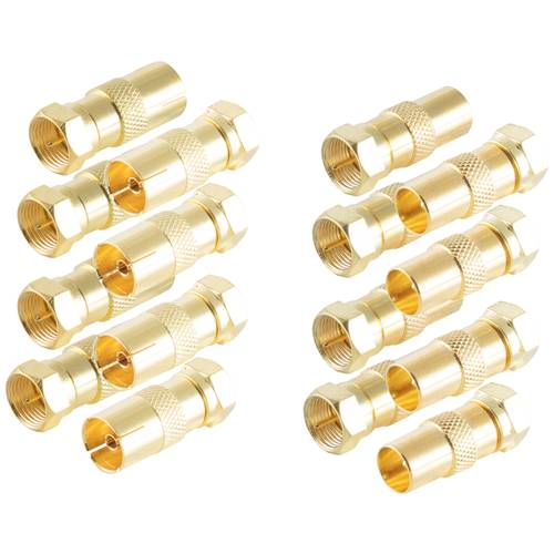 Thumbnail - Shiverpeaks BS15-301214 F-Koax-Adapter-Set vergoldet Anschlüsse: F-Stecker, Koax-Buchse IEC, Koax-Stecker IEC 1 Set