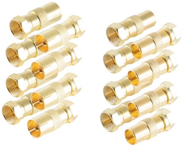 Shiverpeaks BS15-301214 F-Koax-Adapter-Set vergoldet Anschlüsse: F-Stecker, Koax-Buchse IEC, Koax-Stecker IEC  1 Set