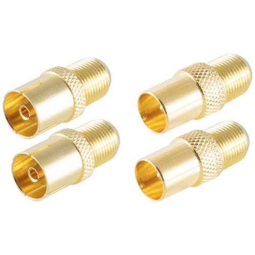 Shiverpeaks BS15-301414 Koax-F-Adapter-Set vergoldet Anschlüsse: Koax-Buchse IEC, F-Stecker, Koax-Stecker IEC, F-Buchse ...