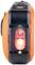 Ein orange-schwarzes elektronisches Gerät mit zwei leuchtenden roten Sensoren auf der Vorderseite.