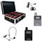 Ein tragbarer Koffer enthält Multi-Empfänger und Sender, ein Headset-Mikrofon und ein externes Mikrofon, genutzt für Tourführungen oder Veranstaltungen.