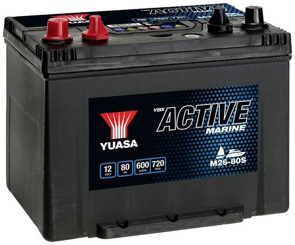Yuasa Marine M26-80S Bootsbatterie 12 V 80 Ah  Poltyp: TM