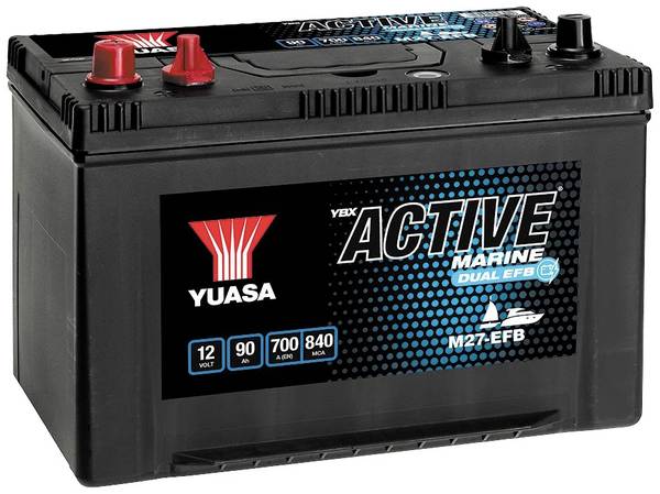 Yuasa Marine M27-EFB Bootsbatterie 12 V 90 Ah  Poltyp: TM