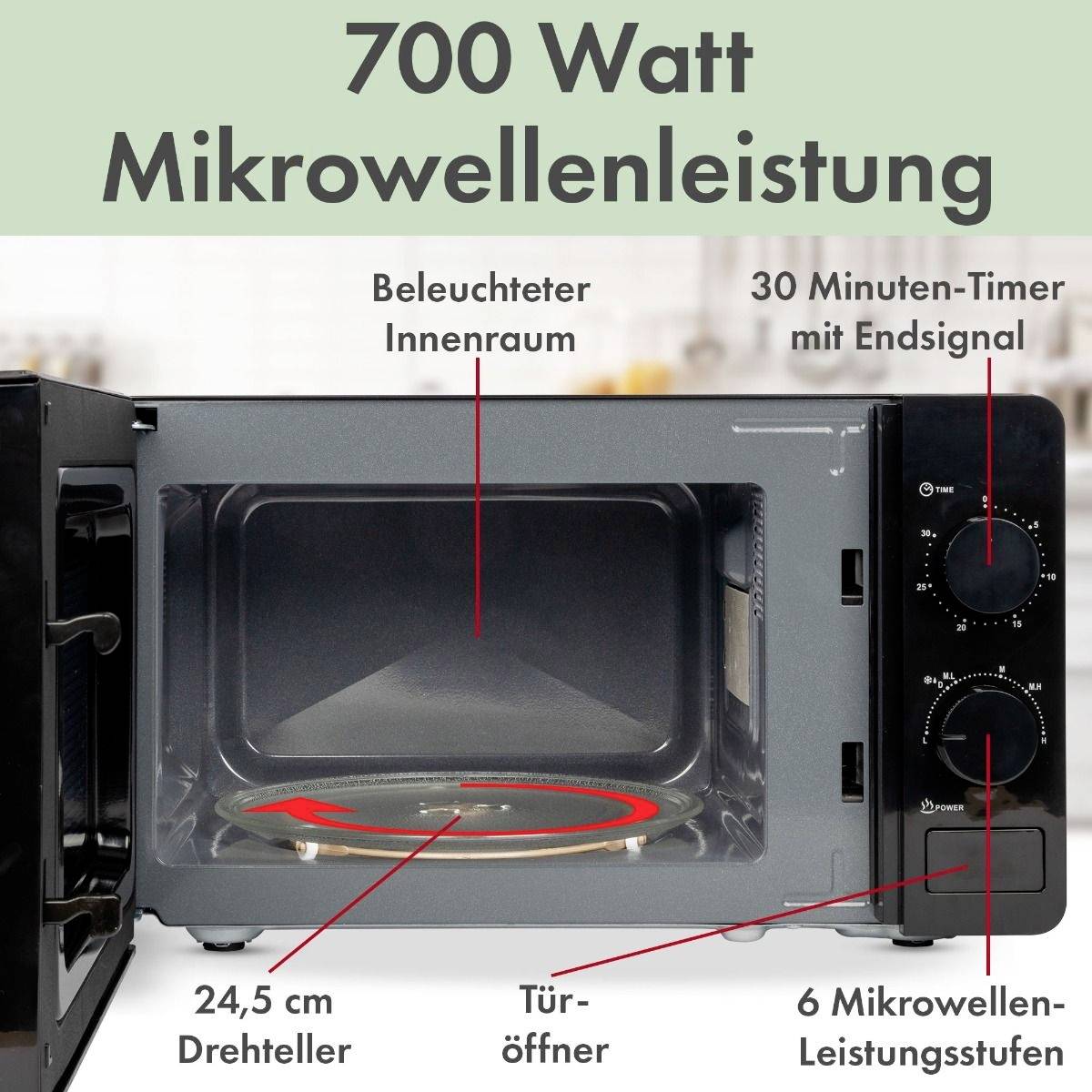 CLATRONIC Mikrowelle MW 791, 700 Watt, schwarz-6