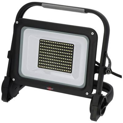 LED-Baustrahler auf einem Ständer, mit schwarzem Gehäuse und rechteckigem Lampenfeld. Ideal für Bau- und Renovierungsprojekte.