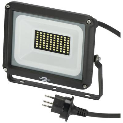 LED-Flutlichtstrahler mit schwarzem Gehäuse und Netzstecker, geeignet für Außenbeleuchtung.