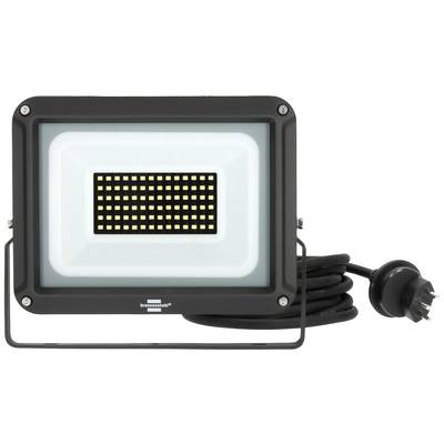 'LED-Strahler mit schwarzem Gehäuse und Netzstecker, geeignet für Beleuchtungszwecke im Innen- und Außenbereich.'