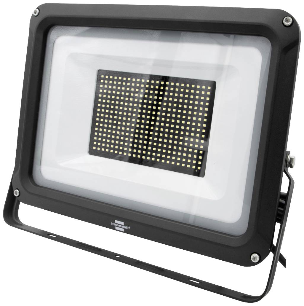 LED-Flutlicht mit schwarzem Gehäuse und rechteckigem Leuchtfeld, geeignet zur Beleuchtung von Außenbereichen oder Bühnen.