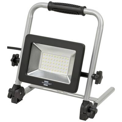 Ein tragbarer LED-Baustrahler mit Metallrahmen und Gummi-Griff. Ideal zur Beleuchtung auf Baustellen oder in Werkstätten.