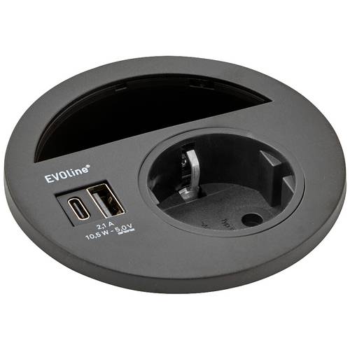 EVOline 1592 7300 7700 Tischsteckdose Schwarz Schutzkontakt