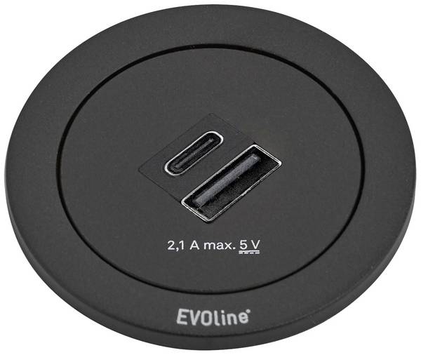 EVOline 1592 8001 4800 Tischanschlussfeld  Schwarz Schutzkontakt