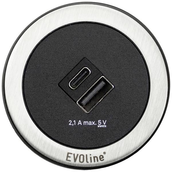EVOline 1592 8001 4900 Tischanschlussfeld  Schwarz/Edelstahl Schutzkontakt