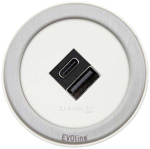EVOline 1592 8001 9300 Tischanschlussfeld  Weiß/Edelstahl Schutzkontakt