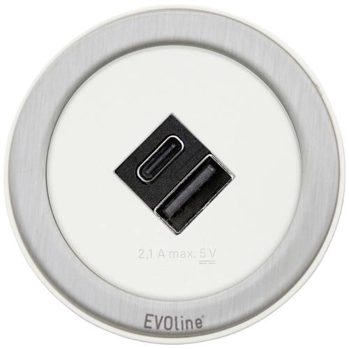 EVOline 1592 8001 9300 Tischanschlussfeld Weiß/Edelstahl Schutzkontakt