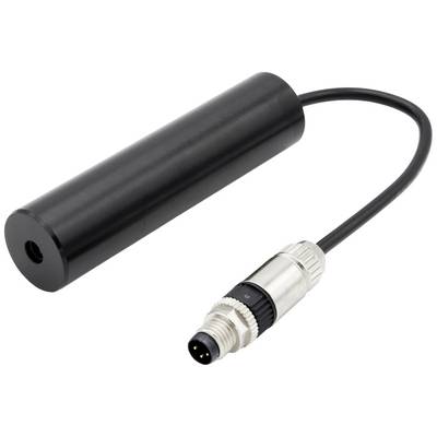 Ein zylindrischer Sensor oder Stecker mit schwarzem Gehäuse und metallischem Stecker, geeignet für technische Anwendungen oder Geräteanschlüsse.