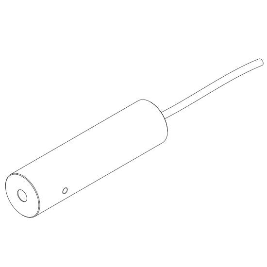 Ein zylindrischer elektrischer Sensor mit Kabel, vermutlich ein Näherungssensor, ohne sichtbare Marken- oder Modellhinweise.