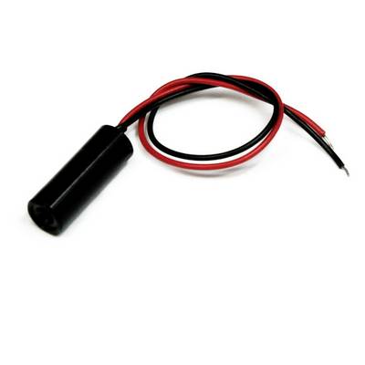 Ein zylindrischer Elektromotor mit zwei herausragenden Kabeln in Rot und Schwarz.