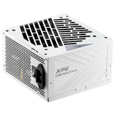 Weiße XPG CORE REACTOR II Netzteil-Einheit mit Lüftungsgitter und Kabelanschluss.