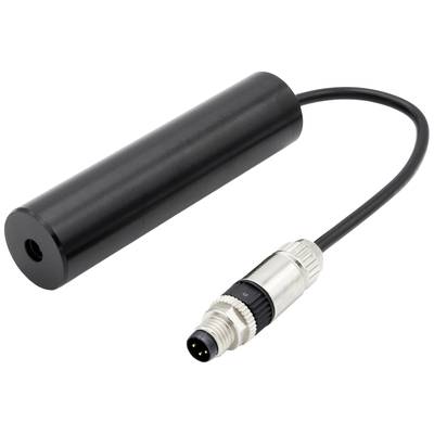 Ein zylindrischer, schwarzer Sensor mit einem Kabel, das zu einem silbernen Stecker mit mehreren Pins führt.