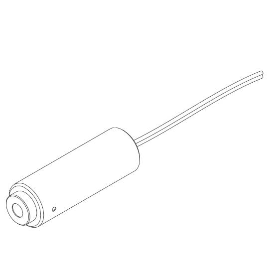 Illustration eines zylindrischen Steckverbinders mit Kabel, typisch für elektrische Geräte.
