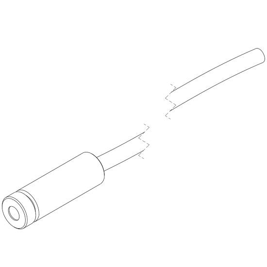 Abbildung eines abgetrennten Audiokabels mit einer 3,5-mm-Steckverbindung, die das Kabelende zeigt.
