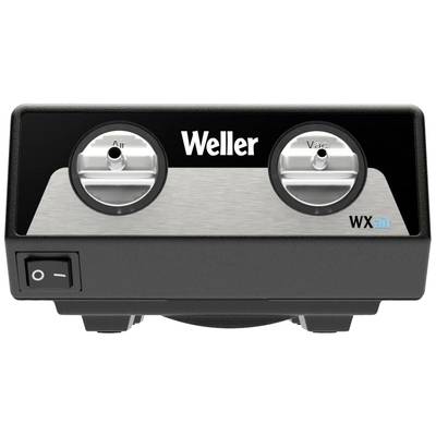 Steuereinheit mit zwei Drehknöpfen beschriftet 'Air' und 'Vac', Marke Weller, Modell WXair. Ein/Aus-Schalter links unten.