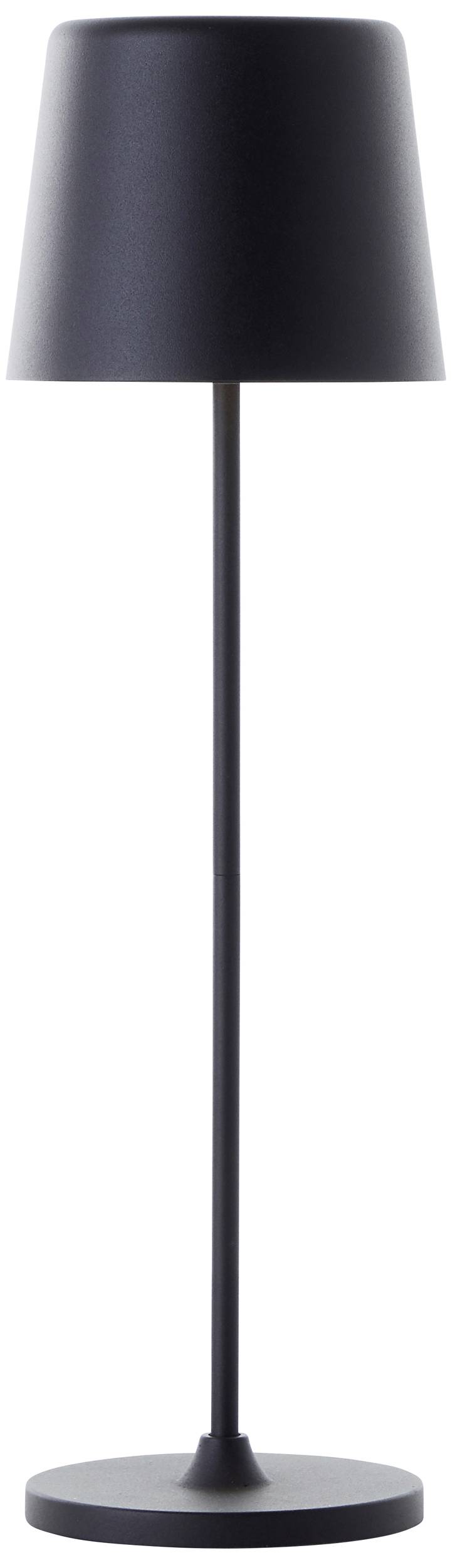Schwarze, schlanke Stehlampe mit rundem Lampenschirm und stabilem Standfuß. Elegant und minimalistisch für moderne Inneneinrichtungen.